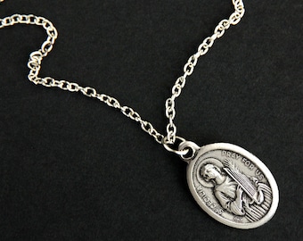 Collier Sainte Cécile. Collier saint catholique. Collier médaille Sainte-Cécile. Collier saint patron. Bijoux chrétiens. Collier religieux.