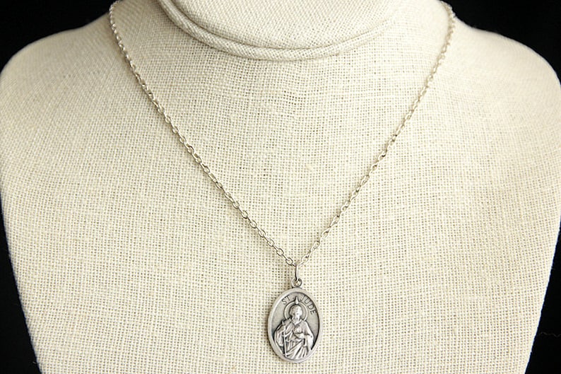 Saint Jude Necklace. Catholic Necklace. St Jude Saint Medal Necklace. Patron Saint Necklace. Christian Jewelry. Religious Necklace. image 3