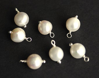 Pearl Charms.  Fresh Water Pearl Dangle Charms. Add-On Charms for Charm Bracelets. Silver Plated Charms. Freshwater Pearl Charms.