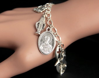 Saint Blaise Bracelet. Catholic Bracelet. St Blaise Charm Bracelet. Catholic Jewelry. Religious Bracelet. Handmade Jewelry.