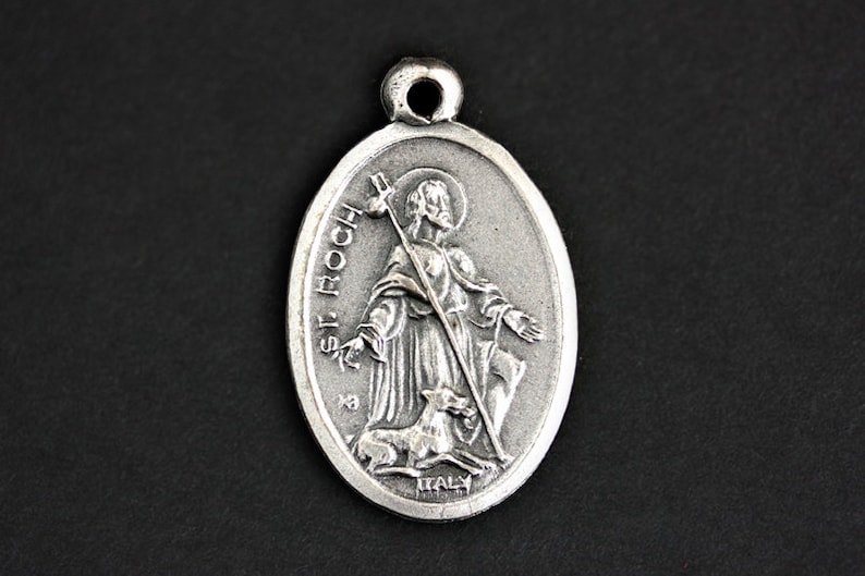 Saint Roch Necklace. Catholic Saint Necklace. St Roch Saint Medal Necklace. Patron Saint Necklace. Christian Jewelry. Religious Necklace. image 2