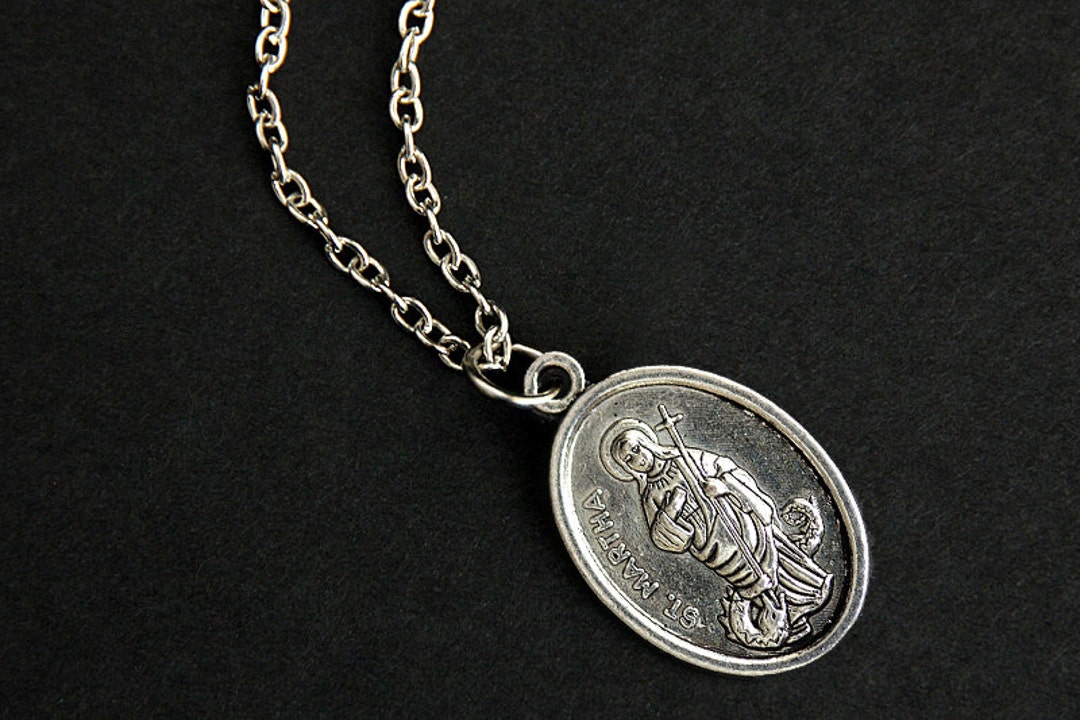 Saint Martha Necklace. Christian Necklace. St Martha Medal Necklace ...
