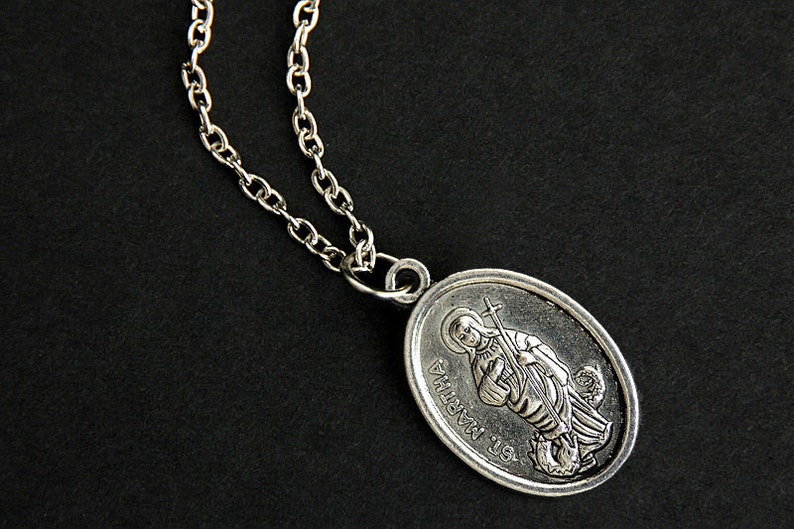 Saint Martha Necklace. Christian Necklace. St Martha Medal | Etsy