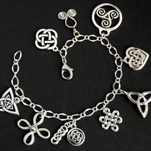 Celtic Bracelet. Celtic Knot Charm Bracelet. Triskelion Bracelet. Keltic Bracelet. Triquetra Bracelet. Silver Bracelet. Handmade Jewelry.