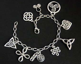 Celtic Bracelet. Celtic Knot Charm Bracelet. Triskelion Bracelet. Keltic Bracelet. Triquetra Bracelet. Silver Bracelet. Handmade Jewelry.