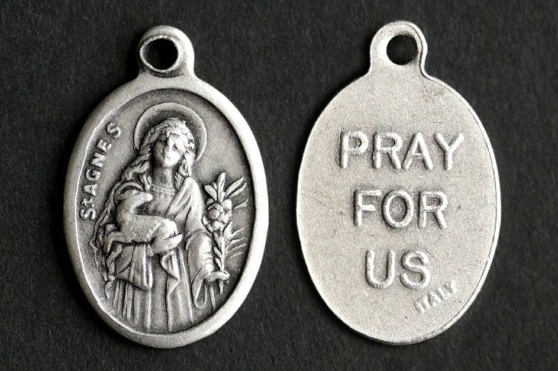 Saint Agnes Necklace. Catholic Necklace. St Agnes Medal Necklace ...