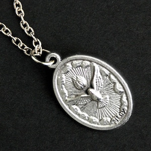 Holy Spirit Necklace. Catholic Necklace. Holy Spirit Medal Necklace. Patron Saint Necklace. Catholic Jewelry. Religious Necklace.