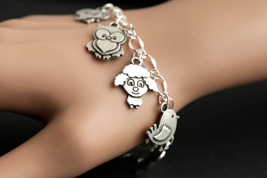 Animal Bracelet. Baby Animals Charm Bracelet. Cartoon Etsy