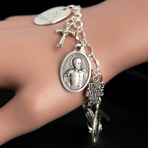 Bransoletka Świętego Dyzmy. Bransoletka katolicka Dobrego Złodzieja. Bransoletka z zawieszkami Świętego Dyzmy. Biżuteria katolicka. Biżuteria religijna. Biżuteria ręcznie robiona.