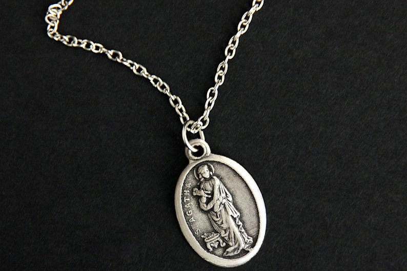 Saint Agatha Necklace. Christian Necklace. St Agatha Medal Etsy