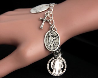 Saint Genevieve Bracelet. Catholic Bracelet. St Genevieve Charm Bracelet. Christian Jewelry. Religious Jewelry. Handmade Jewelry.