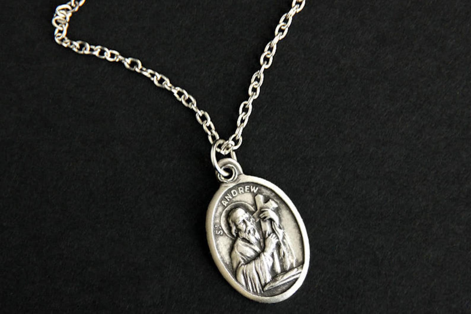Saint Andrew Necklace. Catholic Necklace. St Andrew Medal Necklace
