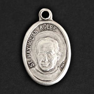 Maximilian Kolbe Necklace. St Maximilian Medal Necklace. Patron Saint Kolbe of Addiction, Families, Journalists, Prisoners, and Pro-Life. image 4