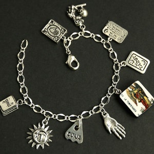 Tarot Bracelet. Temperance Charm Bracelet. Divination Bracelet. Silver Bracelet. La Temperanza Bracelet Tarot Jewelry. Metaphysical Jewelry. image 1