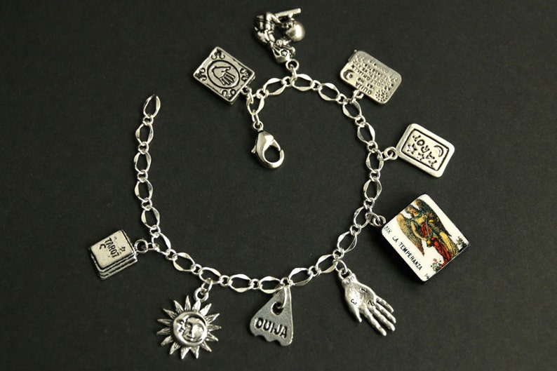 Tarot Bracelet. Temperance Charm Bracelet. Divination Bracelet. Silver Bracelet. La Temperanza Bracelet Tarot Jewelry. Metaphysical Jewelry. image 1