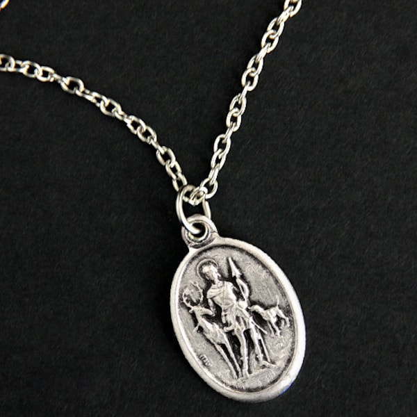 Saint Hubert Necklace. Christian Necklace. St Hubert Medal Necklace. Patron Saint Necklace. Catholic Jewelry. Catholic Saint Necklace.