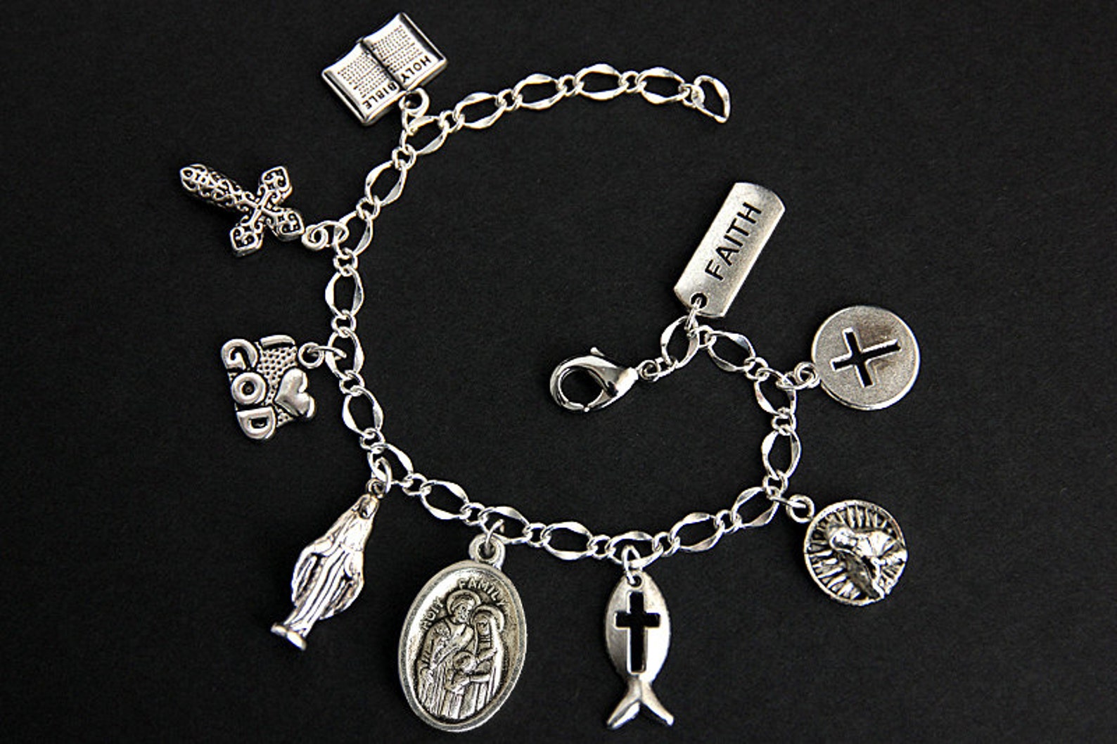 Holy Family Bracelet. Christian Bracelet. Catholic Charm Bracelet