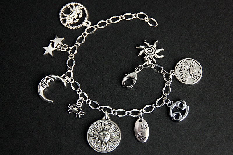 Cancer Bracelet. Cancer Charm Bracelet. Zodiac Bracelet. Sun Etsy