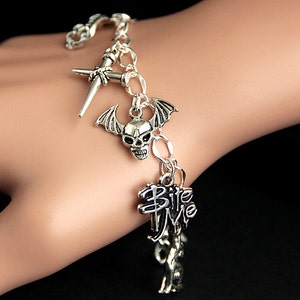 Vampire Bracelet. Vampire Charm Bracelet. Gothic Bracelet. Incubus Bracelet. Succubus Bracelet. Silver Bracelet. Handmade Jewelry.
