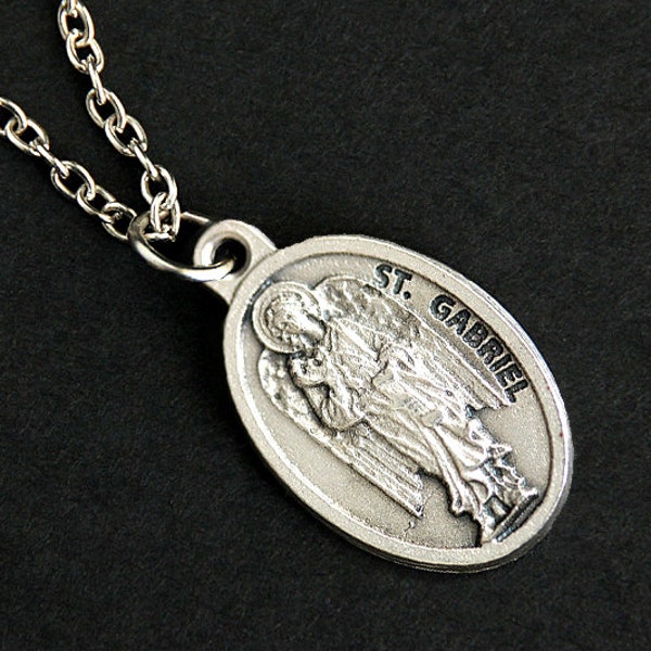 Saint Gabriel Necklace. Christian Necklace. St Gabriel Medal Necklace. Patron Saint Necklace. Catholic Jewelry. Religious Necklace.