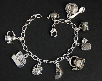 Teapot "Tea Time" Dangle Charm Bead For Snake Chain Bracelets - Fits Pandora & More