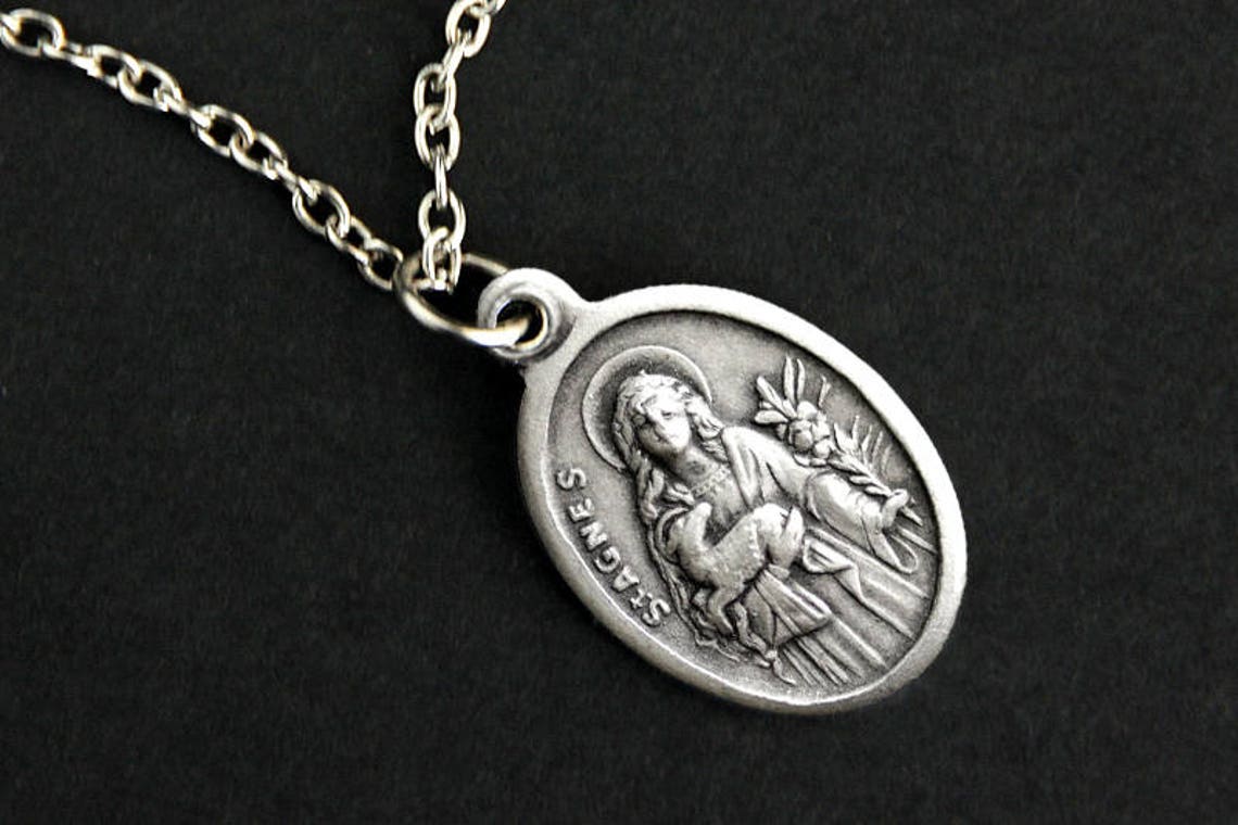 Saint Agnes Necklace. Catholic Necklace. St Agnes Medal Necklace ...