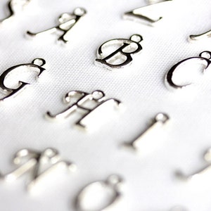Initial Charm. Script Letter Charm. Alphabet Charm. Add-On Charm for Charm Bracelets. Personalized Charm. Silver Plated Charm. image 1