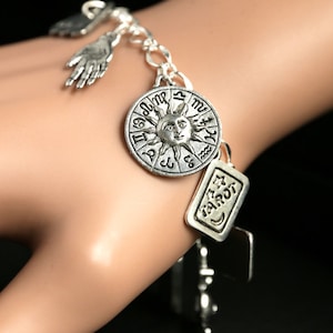 Tarot Bracelet. Tarot Charm Bracelet. Divination Bracelet. Silver Bracelet. Fortune Teller Bracelet. Tarot Jewelry. Metaphysical Jewelry.