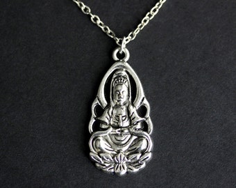 Goddess Necklace. Lakshmi Necklace. Hindu Goddess Charm Necklace. Hindu Necklace. Silver Necklace. Wealth, Fortune, Prosperity Necklace.
