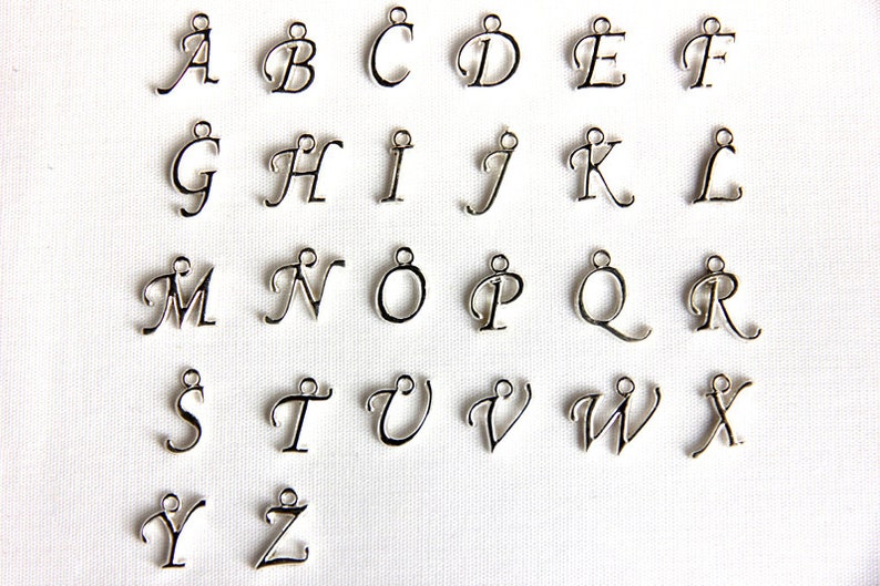 Initial Charm. Script Letter Charm. Alphabet Charm. Add-On Charm for Charm Bracelets. Personalized Charm. Silver Plated Charm. image 2
