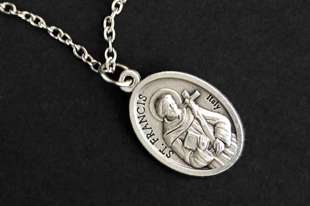 Saint Francis Necklace. Christian Necklace. St Francis Medal Etsy