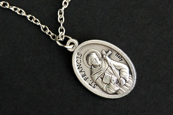 Saint Francis Necklace St Medal - Saint Francis Pendant Necklace Saint Francis Necklace St Medal - Saint Francis Pendant Necklace