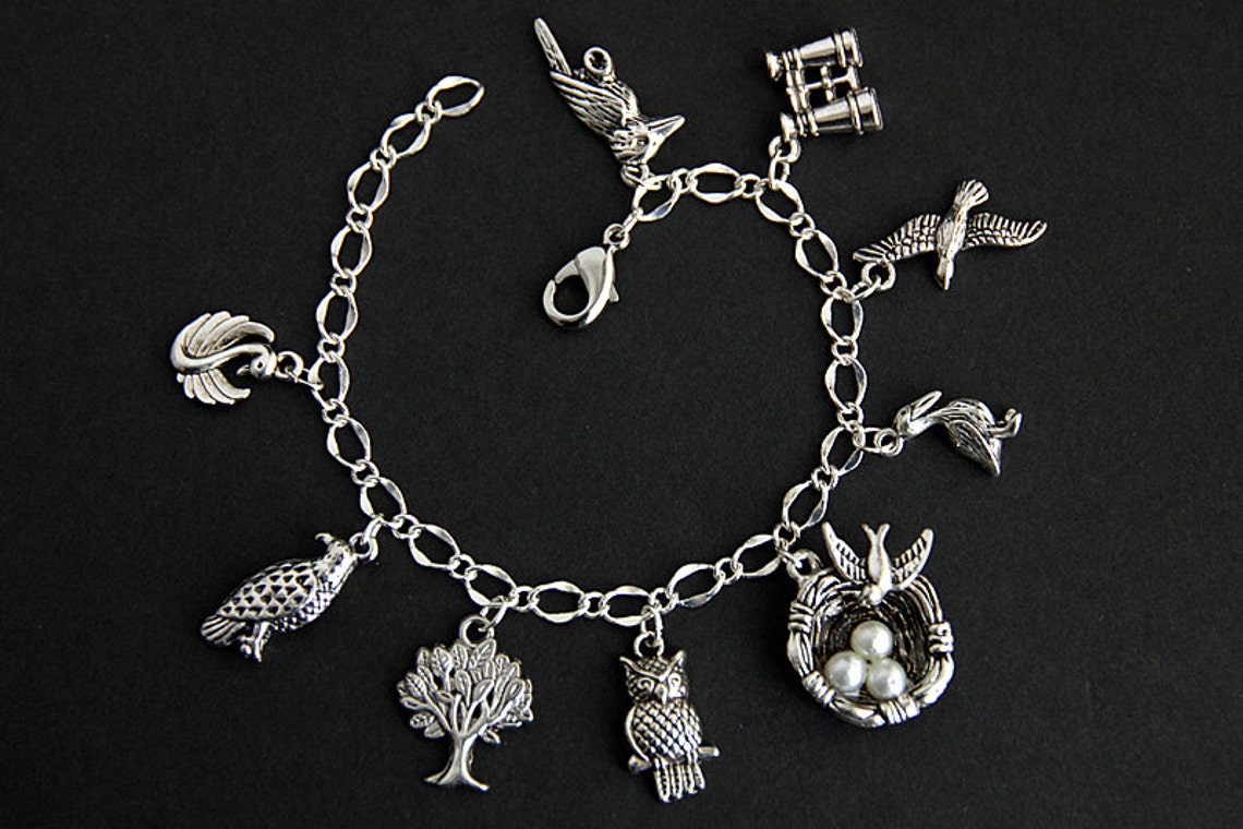 Bird Bracelet. Bird Charm Bracelet. Bird Lover Bracelet. Bird Etsy