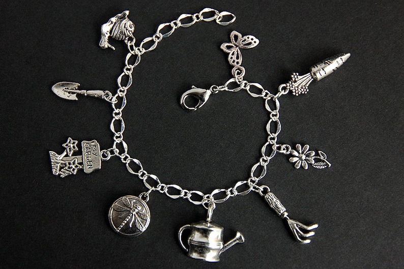 Silver Gardening Charm Bracelet, Gardner, Garden Lover