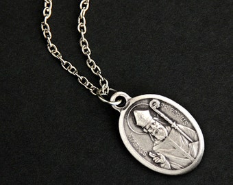 Saint Kevin Necklace. Christian Necklace. St Kevin Medal Necklace. Patron Saint Necklace. Catholic Jewelry. Religious Necklace.