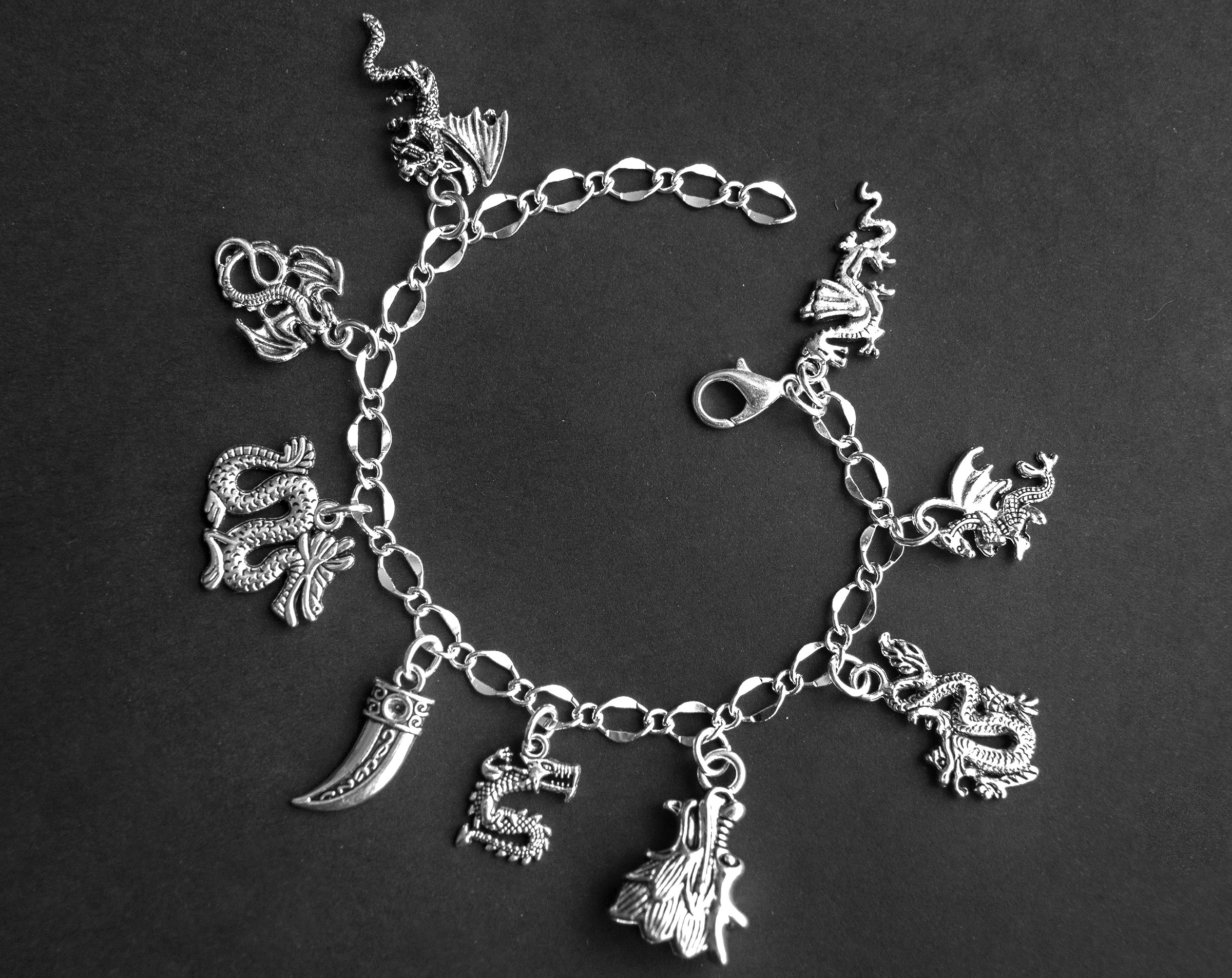 Dragon Bracelet. Eastern and Western Dragons Charm Bracelet. Etsy