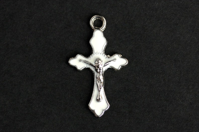 White Cross Necklace. Christian Necklace. White Enamel - Etsy