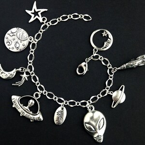 Alien Bracelet. Alien Charm Bracelet. UFO Bracelet. Silver Charm ...