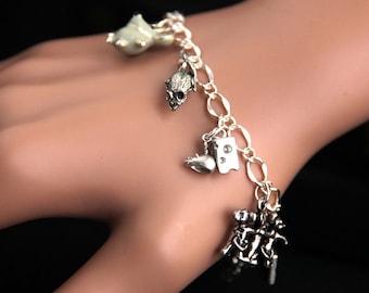 Three Blind Mice Bracelet.  Animal Lover Charm Bracelet. Mouse Bracelet. Animal Bracelet. Silver Bracelet. Handmade Jewelry.