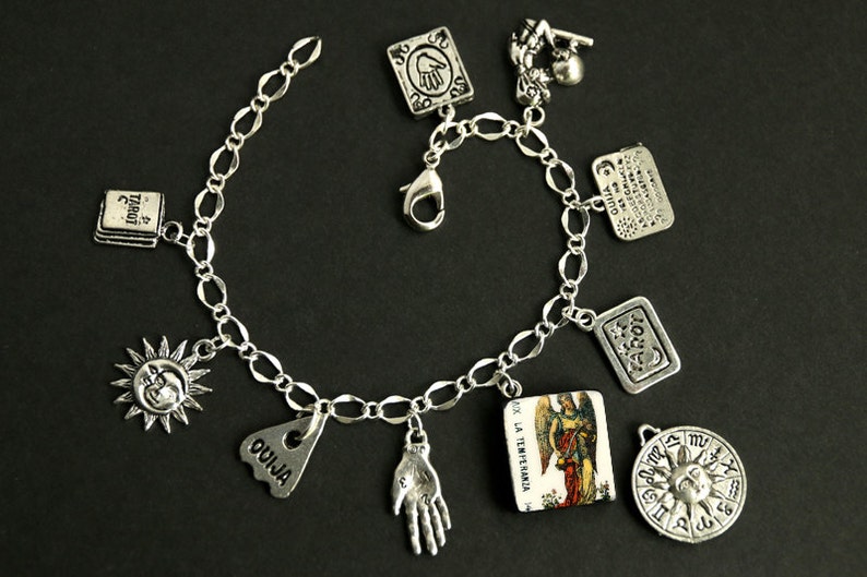 Tarot Bracelet. Temperance Charm Bracelet. Divination Bracelet. Silver Bracelet. La Temperanza Bracelet Tarot Jewelry. Metaphysical Jewelry. image 4