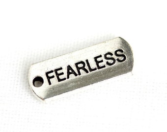 Fearless Charm.  Add-On Charm for Charm Bracelets. Silver Plated Charm.