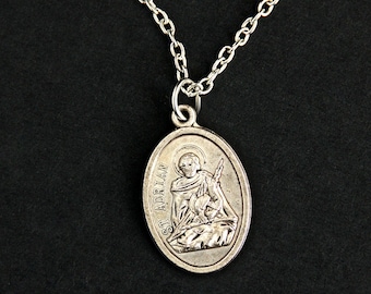 Saint Adrian Necklace. Catholic Saint Necklace. St Adrian Medal Necklace. Patron Saint Charm Necklace. Catholic Jewelry.