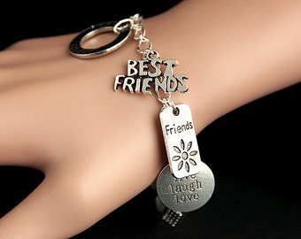 Best Friends Bracelet.  Friendship Bracelet. Best Friend Charm Bracelet. Silver Bracelet. Friendship Jewelry Handmade Jewelry