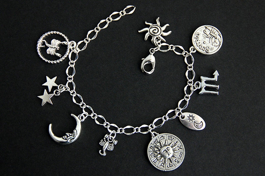Scorpio Bracelet. Scorpio Charm Bracelet. Zodiac Bracelet. Sun Sign