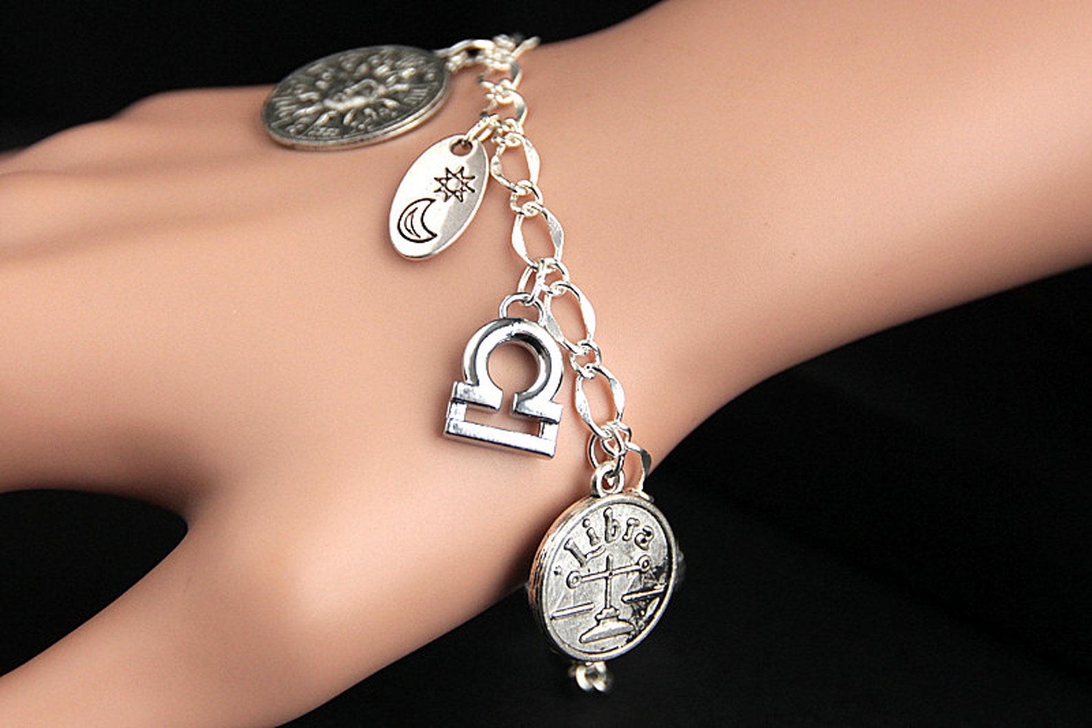 Libra Bracelet. Libra Charm Bracelet. Zodiac Bracelet. Sun Etsy