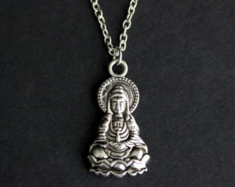 Lakshmi Necklace. Hindu Goddess Charm Necklace. Goddess Necklace. Hindu Necklace. Silver Necklace. Wealth, Fortune, Prosperity Necklace.