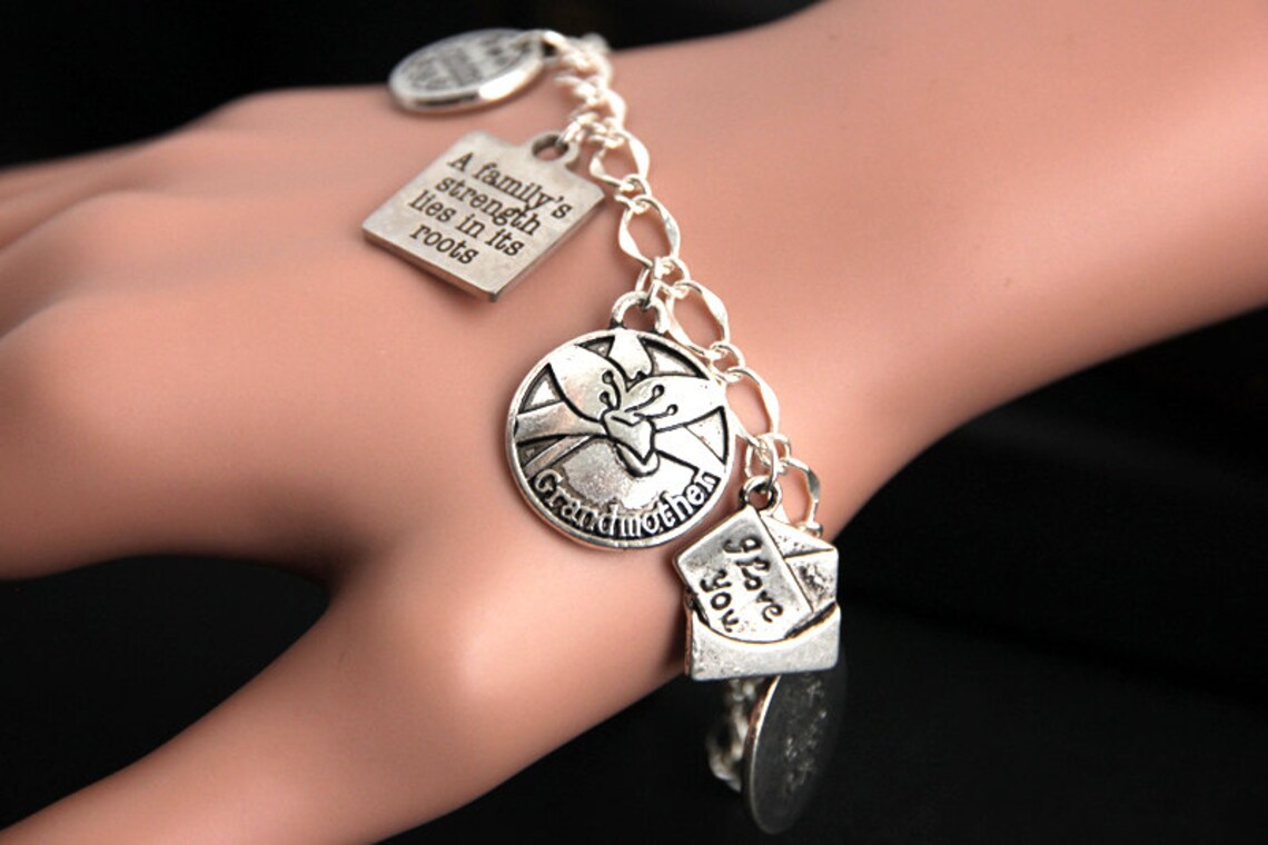 Grandmother Bracelet. Family Love Charm Bracelet. Grandma Etsy