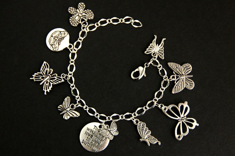 Butterfly Bracelet. Butterfly Charm Bracelet. Butterfly Lover Etsy