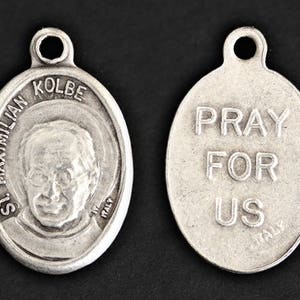 Maximilian Kolbe Necklace. St Maximilian Medal Necklace. Patron Saint Kolbe of Addiction, Families, Journalists, Prisoners, and Pro-Life. image 2