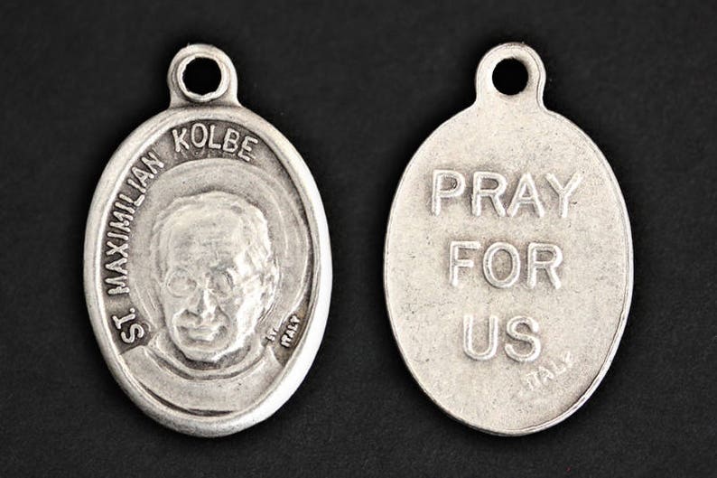 Maximilian Kolbe Necklace. St Maximilian Medal Necklace. Patron Saint Kolbe of Addiction, Families, Journalists, Prisoners, and Pro-Life. image 2